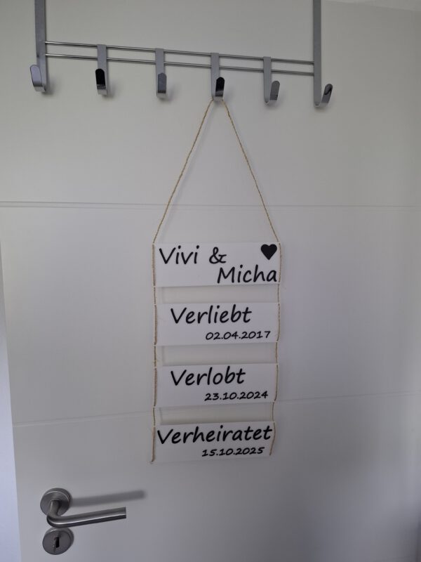 Einzigartiges Wandbild "Verliebt • Verlobt • Verheiratet" Personalisierbares Hochzeitsgeschenk – Bild 4