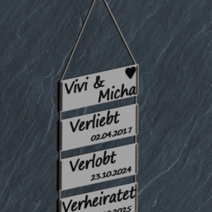 Einzigartiges Wandbild "Verliebt • Verlobt • Verheiratet" Personalisierbares Hochzeitsgeschenk